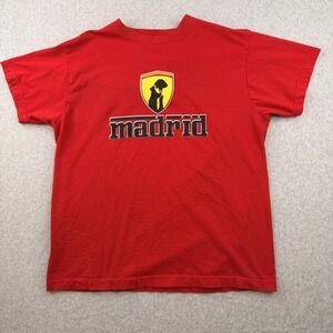 Roly Madrid Bear and Strawberry Tree Crest Graphic T-Shirt Red‎ Mens Large